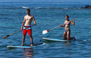 Paddle boarders at Kahaluu Bay