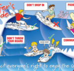 An illustration of surfing etiquette